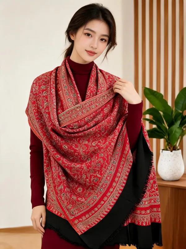 Red_Wool_Shawl_For_Unisex