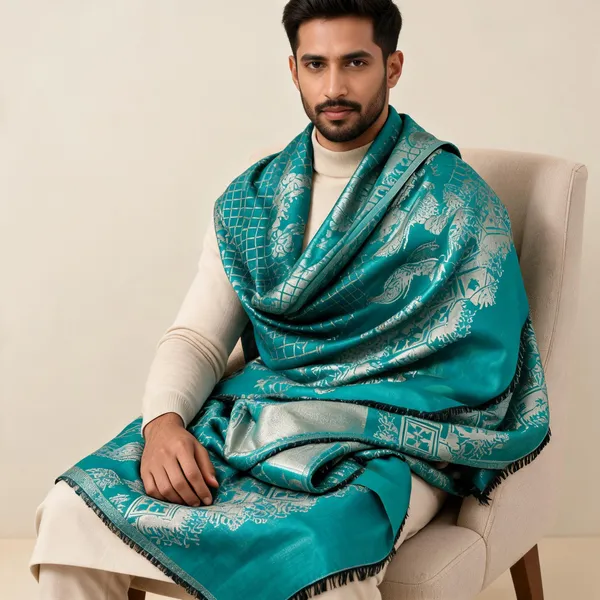 Blue_Wool_Moonlight_Zari_Shawl_For_Unisex