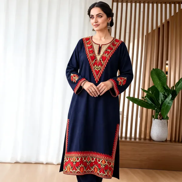 Blue_Wool_Embroidered_Co-Ord_Set_For_Women