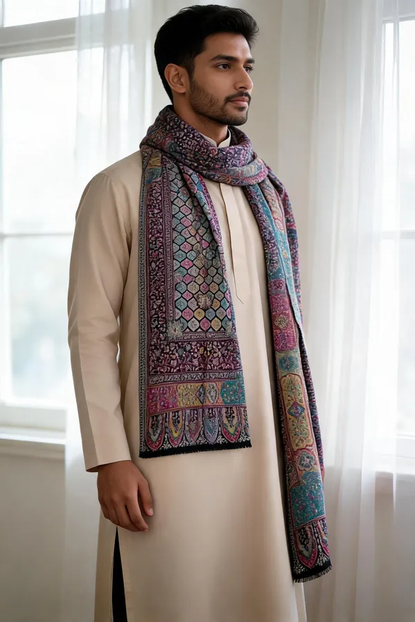 Multicolor_Wool_Stole_For_Unisex