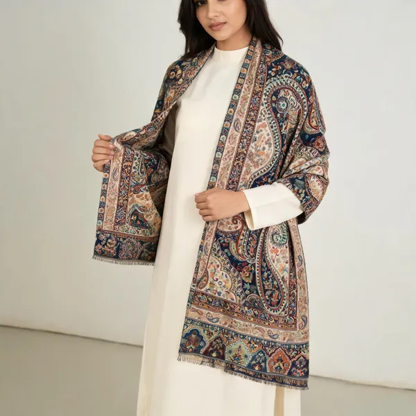 Multi_Fine_Wool_Kani_Woven_Shawl_For_Unisex