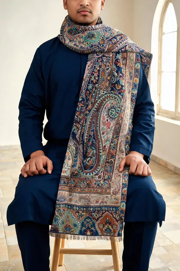 Multi_Fine_Wool_Kani_Woven_Shawl_For_Unisex