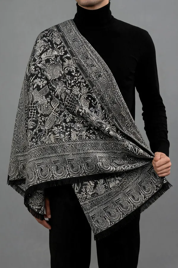 Grey_Wool_Shawl_For_Unisex
