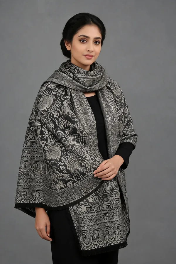 Grey_Wool_Shawl_For_Unisex