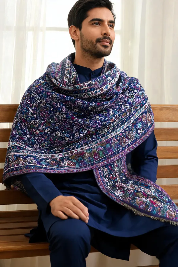 Blue_Wool_Stole_For_Unisex
