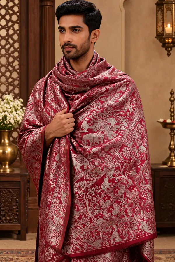 Multi_Wool_Moonlight_Zari_Shawl_For_Unisex