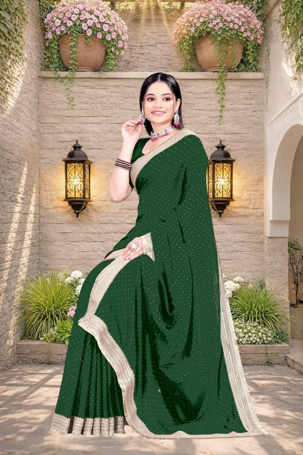 Green_Star_Georgette_Embellished_Saree_With_Blouse_For_Women