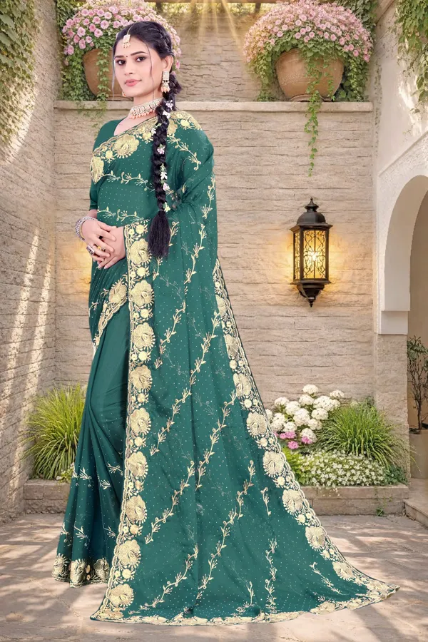 Green_Star_Georgette_Floral_Embroidered_Saree_For_Women