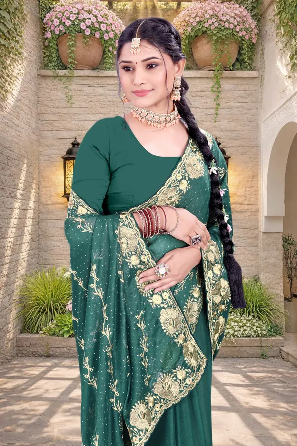 Green_Star_Georgette_Floral_Embroidered_Saree_For_Women