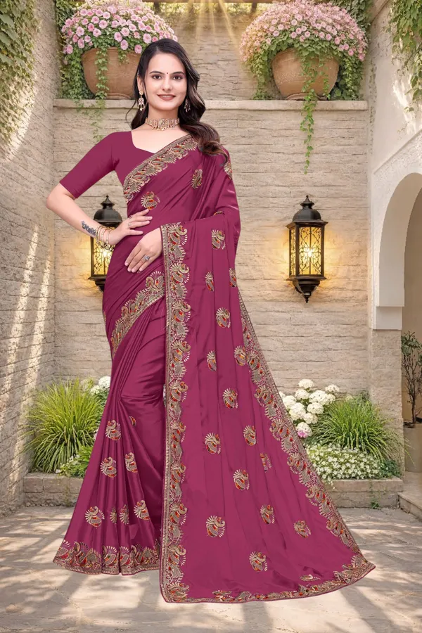 Maroon_Star_Georgette_Embroidered_Saree_With_Blouse_For_Women