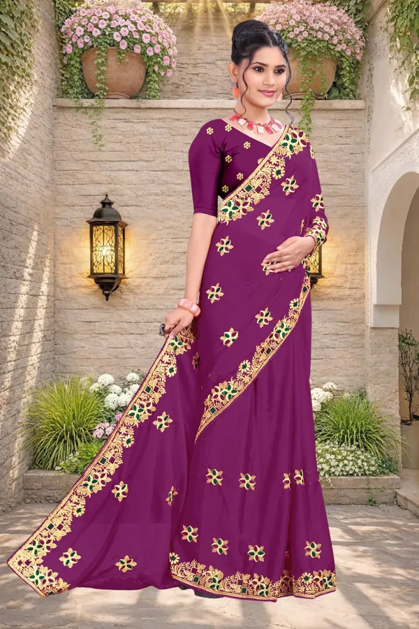 Purple_Star_Georgette_Embroidered_Saree_For_Women