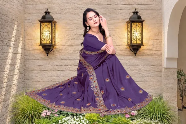 Purple_Star_Georgette_Embroidered_Saree_For_Women
