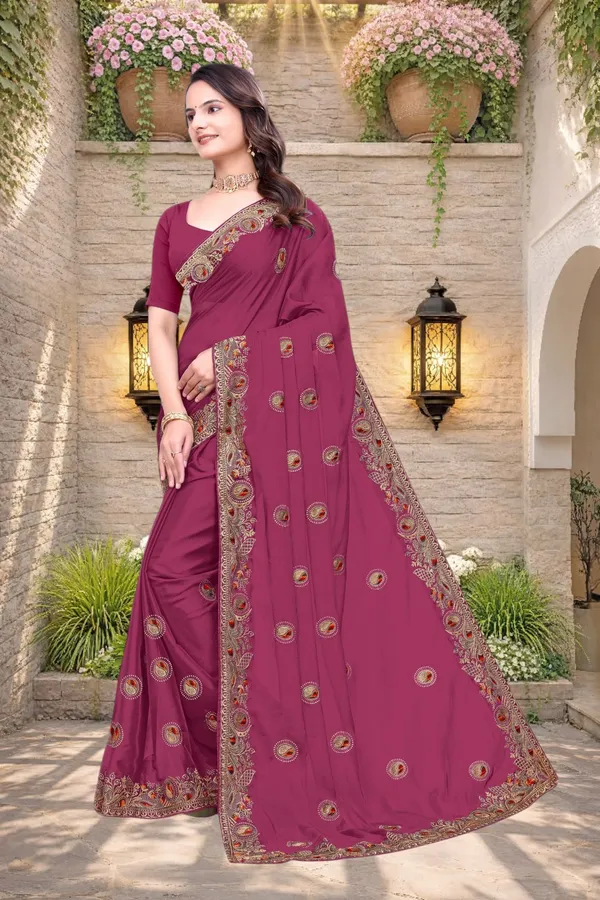 Magenta_Star_Georgette_Embroidered_Saree_For_Women