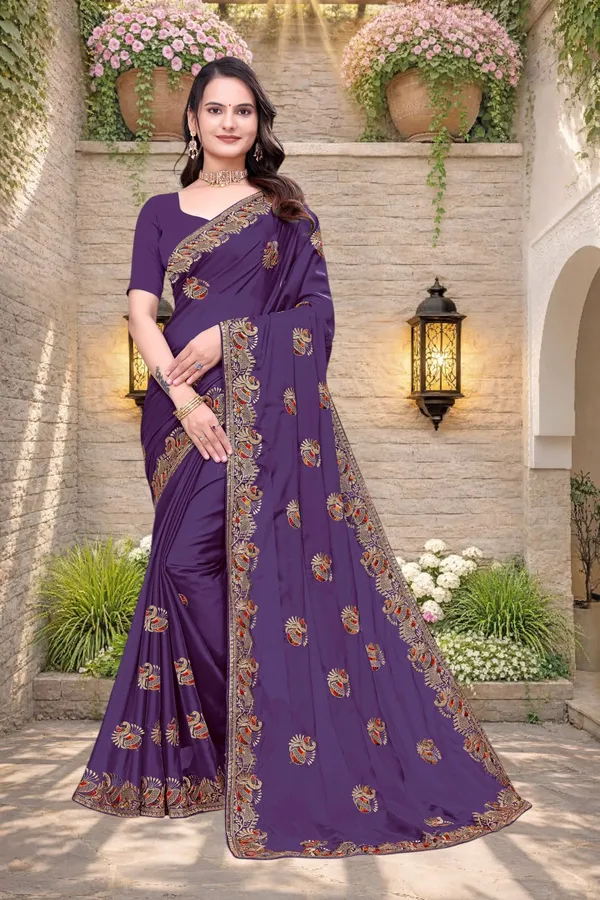Purple_Star_Georgette_Embroidered_Saree_With_Blouse_For_Women