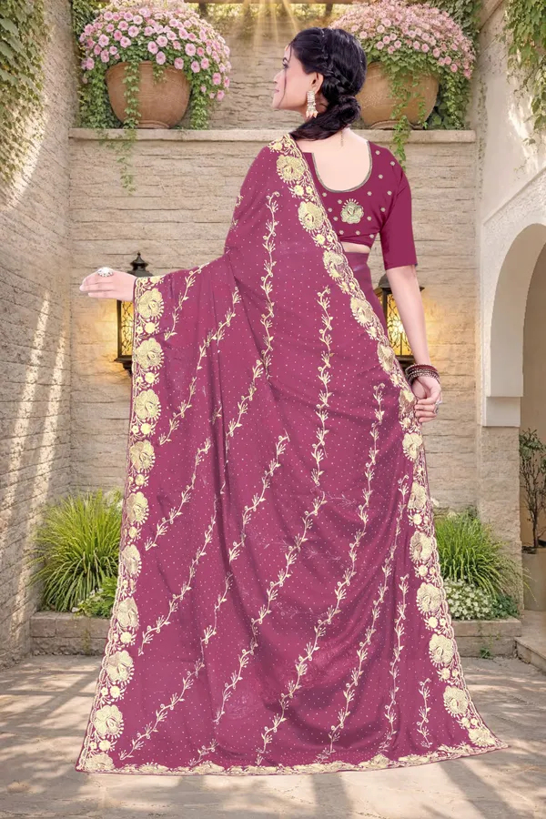 Wine_Star_Georgette_Floral_Embroidered_Saree_For_Women