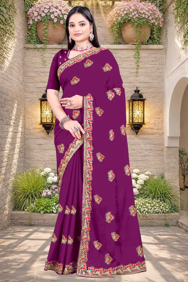 Purple_Star_Georgette_Printed_Saree_For_Women