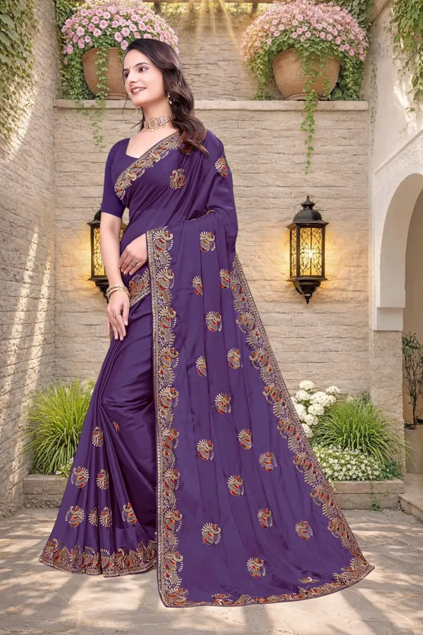Purple_Star_Georgette_Embroidered_Saree_With_Blouse_For_Women