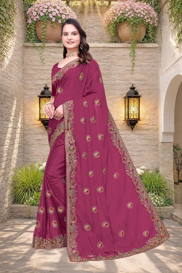 Magenta_Star_Georgette_Embroidered_Saree_For_Women