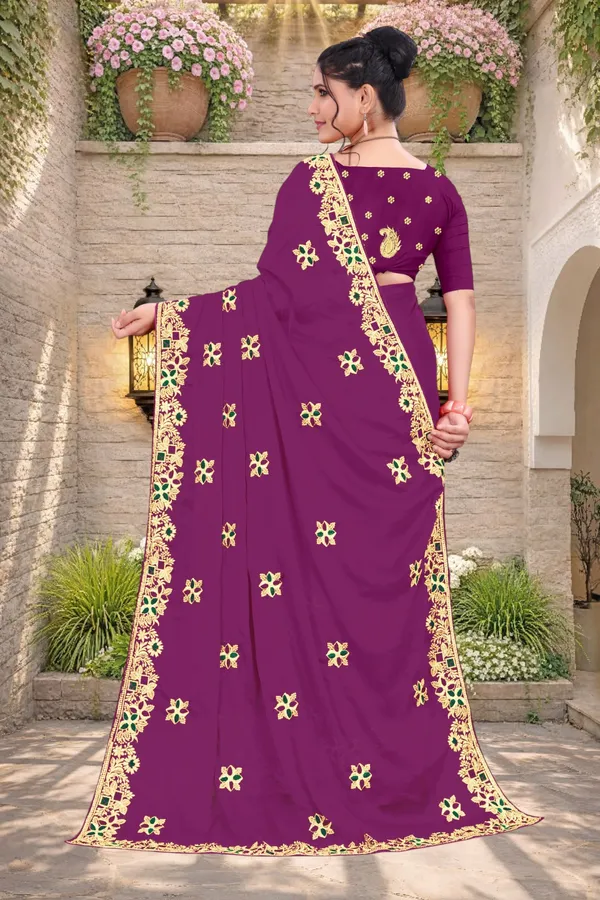 Purple_Star_Georgette_Embroidered_Saree_For_Women