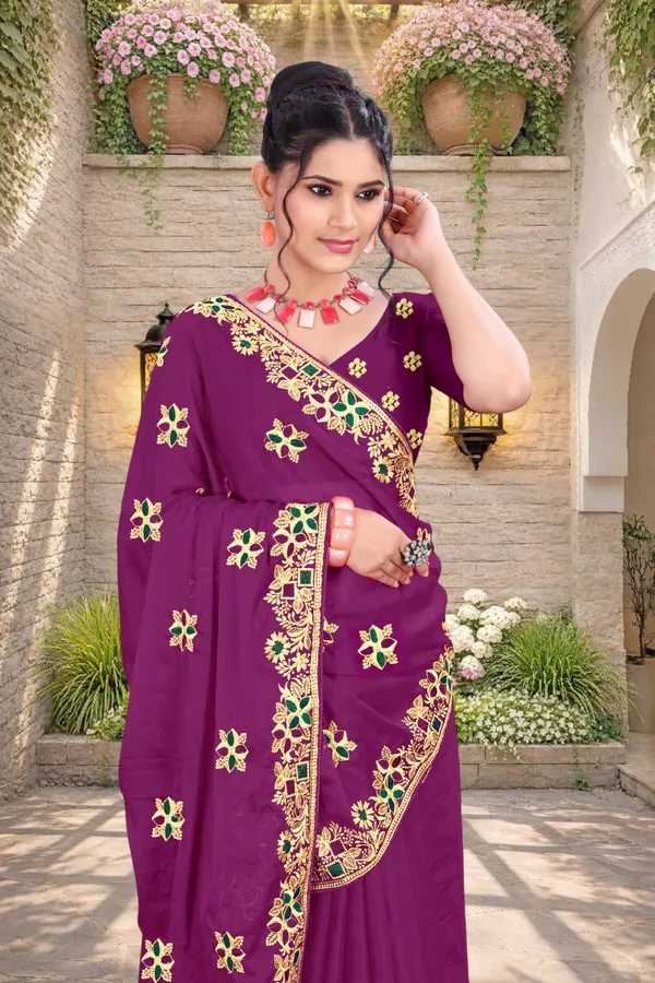 Purple_Star_Georgette_Embroidered_Saree_For_Women