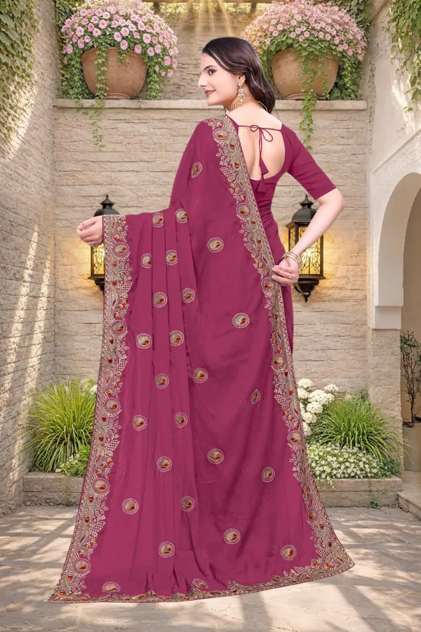 Magenta_Star_Georgette_Embroidered_Saree_For_Women