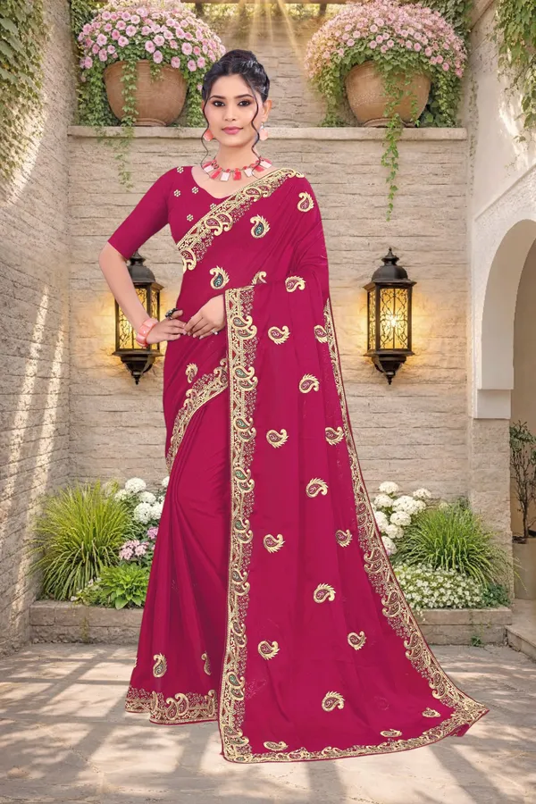 Maroon_Star_Georgette_Embroidered_Saree_For_Women