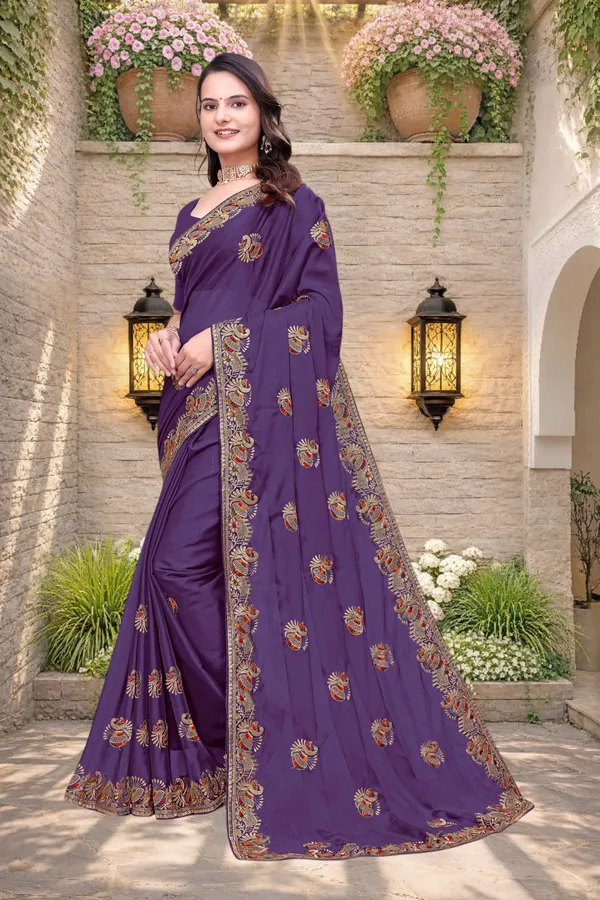 Purple_Star_Georgette_Embroidered_Saree_With_Blouse_For_Women