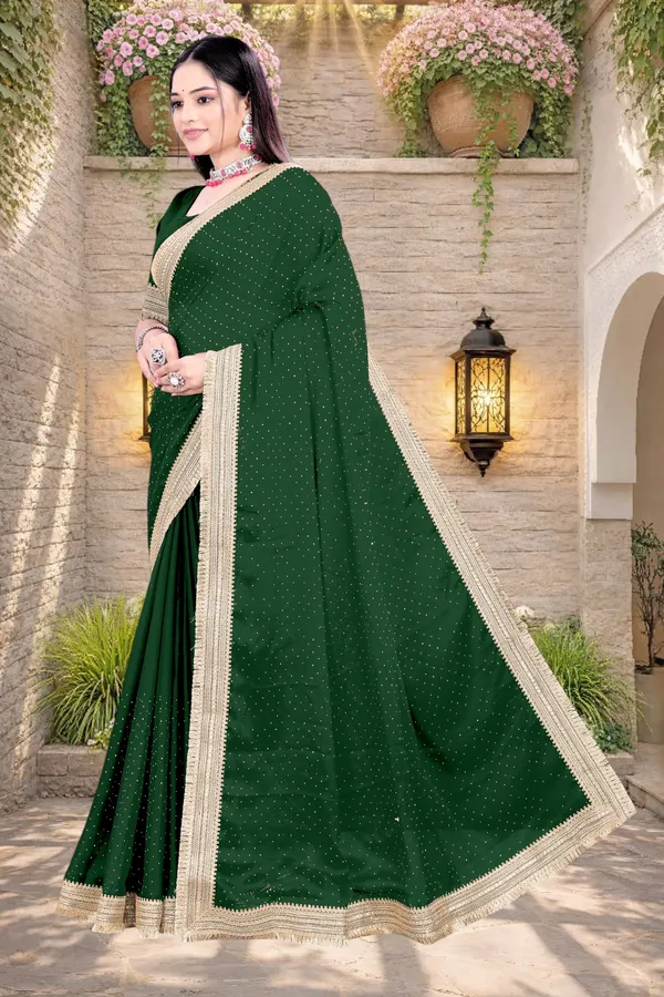Green_Star_Georgette_Embellished_Saree_With_Blouse_For_Women