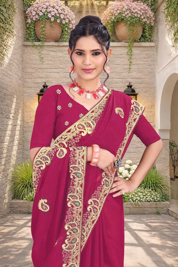Maroon_Star_Georgette_Embroidered_Saree_For_Women
