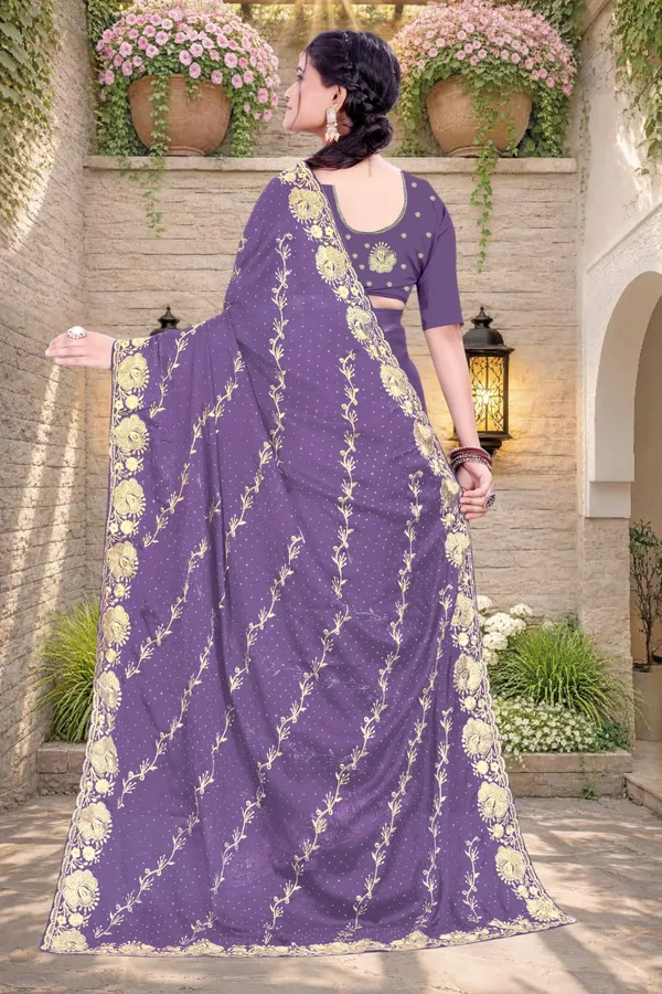 Purple_Star_Georgette_Floral_Embroidered_Saree_For_Women
