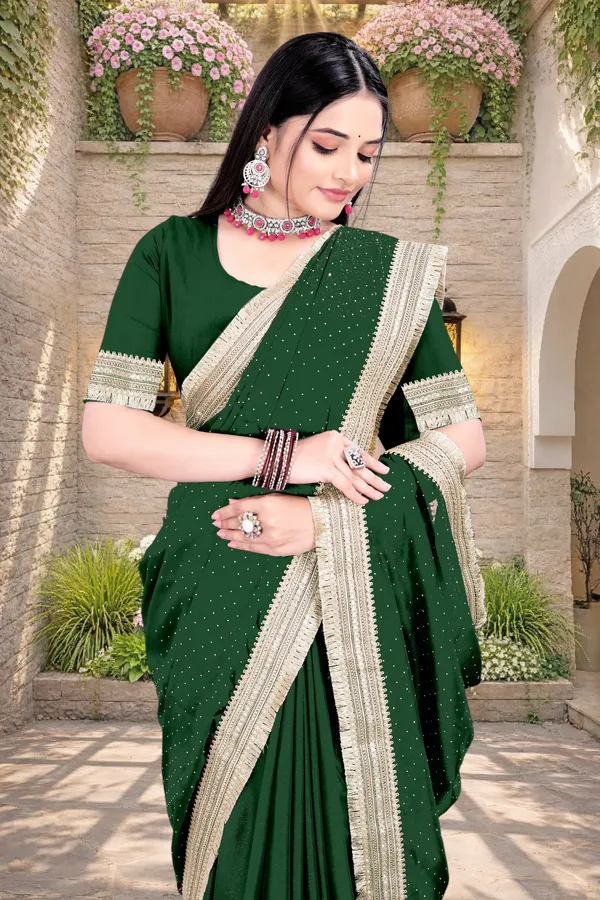 Green_Star_Georgette_Embellished_Saree_With_Blouse_For_Women