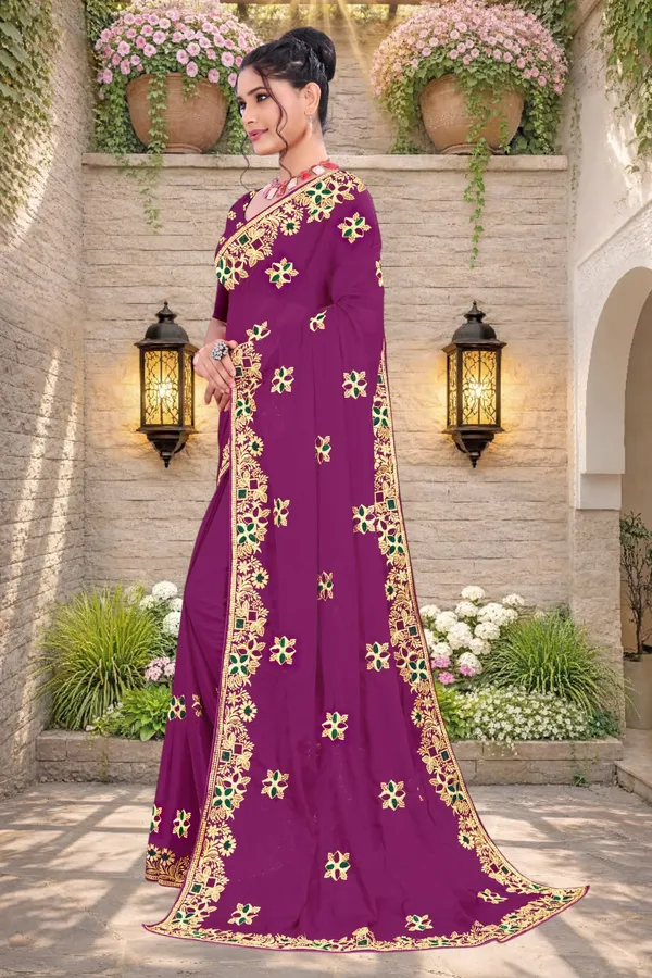Purple_Star_Georgette_Embroidered_Saree_For_Women
