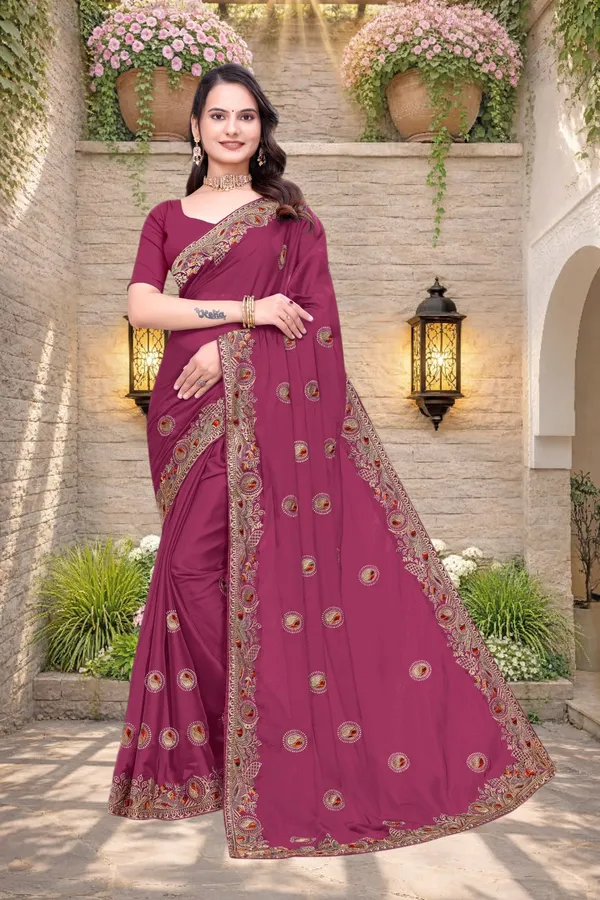 Magenta_Star_Georgette_Embroidered_Saree_For_Women