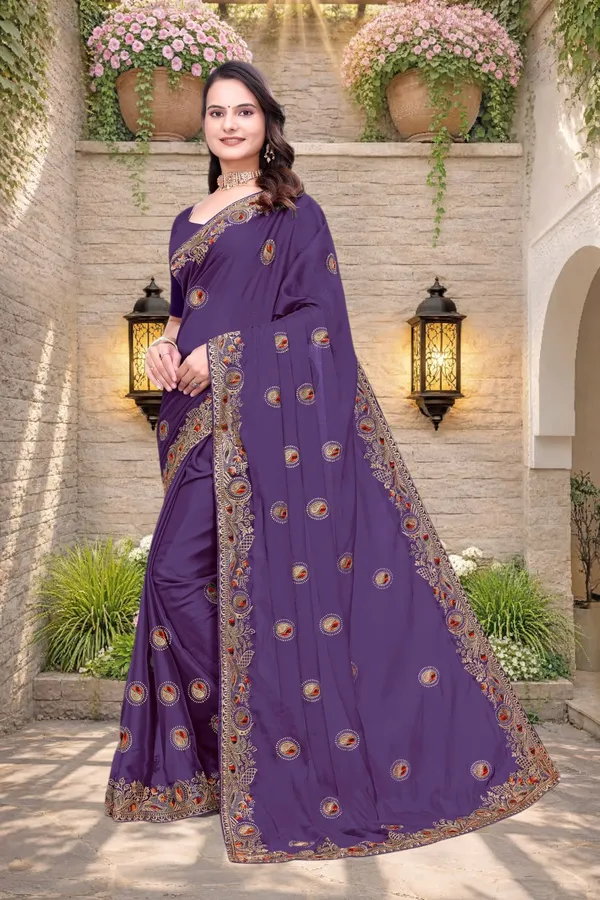 Purple_Star_Georgette_Embroidered_Saree_For_Women