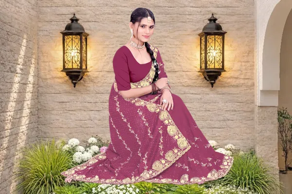 Wine_Star_Georgette_Floral_Embroidered_Saree_For_Women