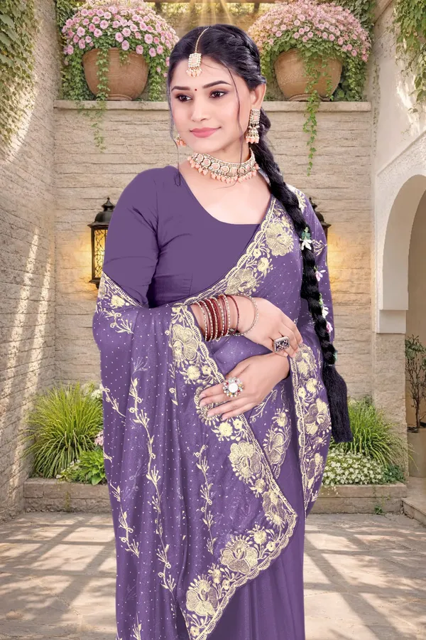 Purple_Star_Georgette_Floral_Embroidered_Saree_For_Women