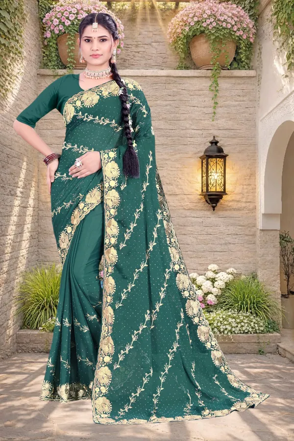 Green_Star_Georgette_Floral_Embroidered_Saree_For_Women