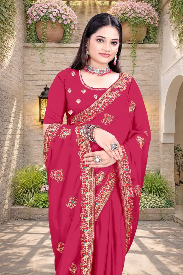 Magenta_Star_Georgette_Printed_Saree_For_Women