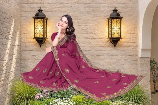 Maroon_Star_Georgette_Embroidered_Saree_With_Blouse_For_Women