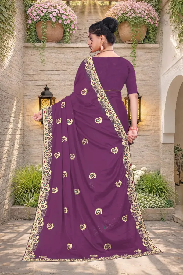 Purple_Star_Georgette_Embellished_Saree_With_Blouse_For_Women