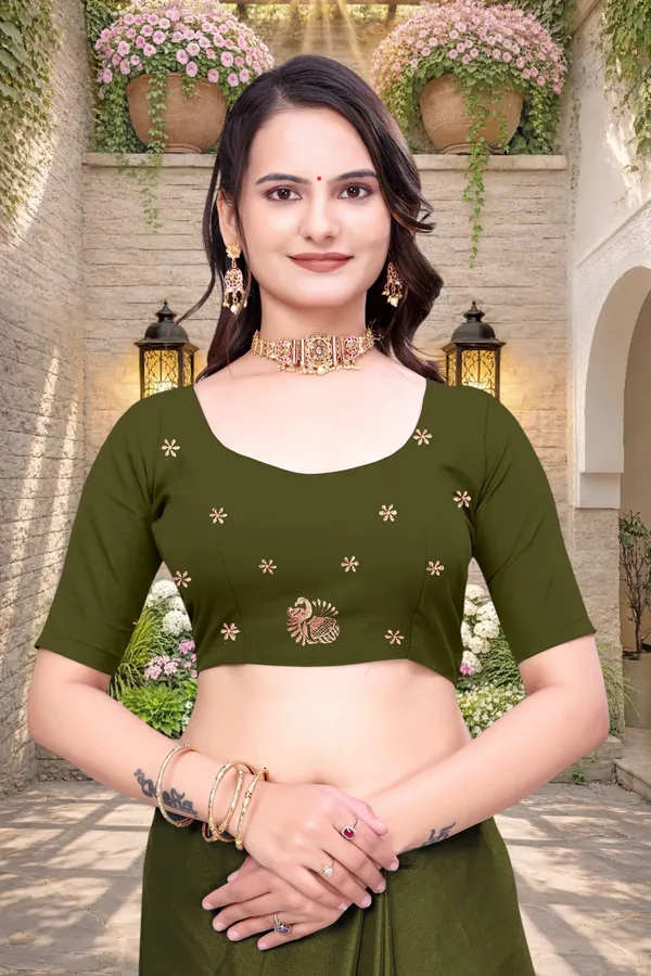 Olive_Green_Star_Georgette_Embroidered_Saree_For_Women
