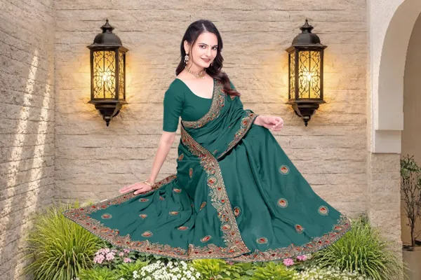 Teal_Star_Georgette_Embroidered_Saree_For_Women