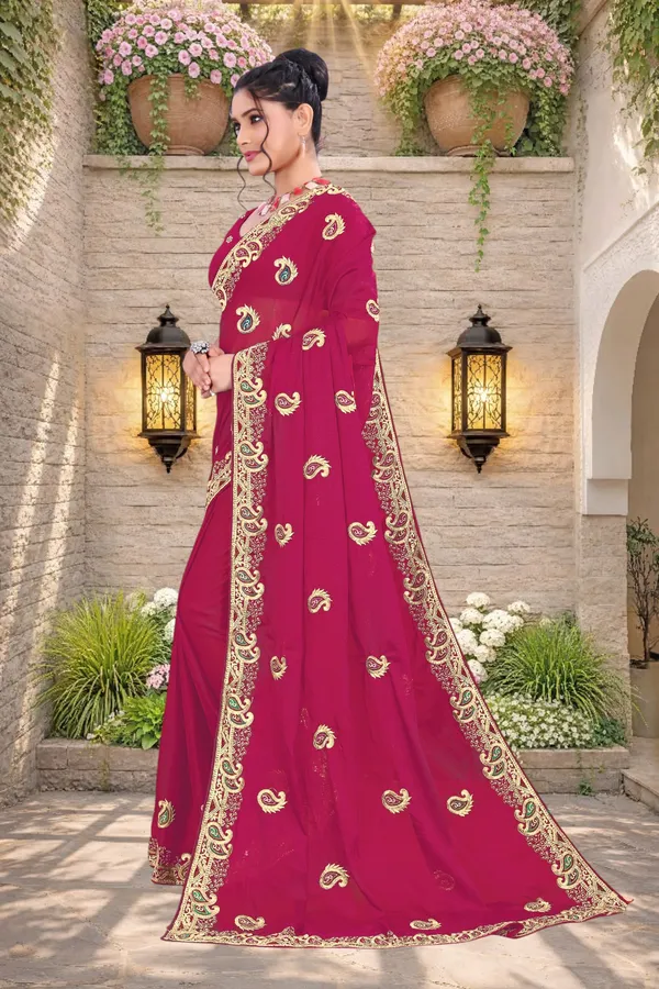 Maroon_Star_Georgette_Embroidered_Saree_For_Women
