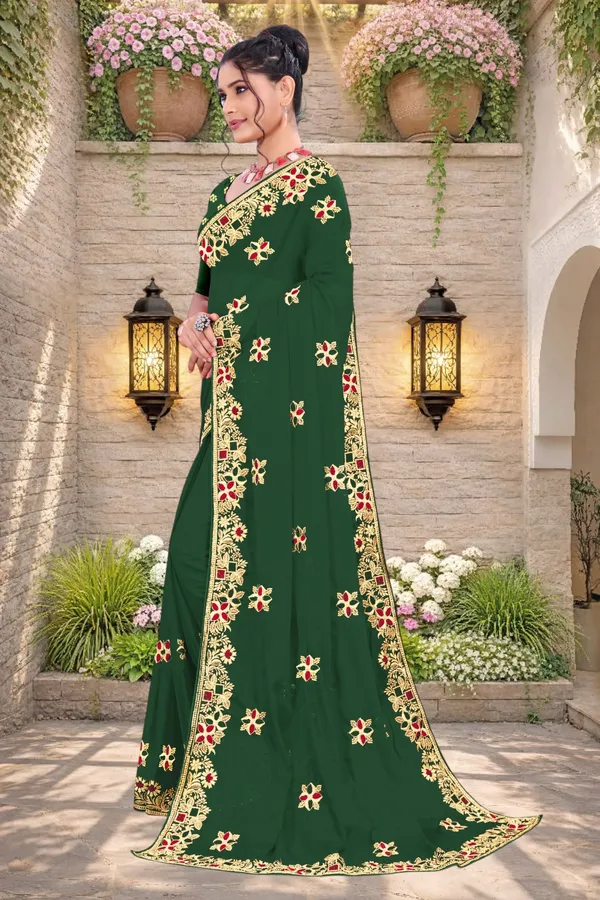 Green_Star_Georgette_Floral_Embroidered_Saree_For_Women