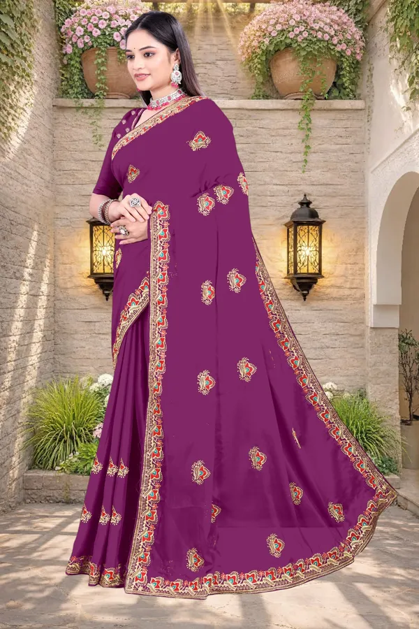 Purple_Star_Georgette_Printed_Saree_For_Women