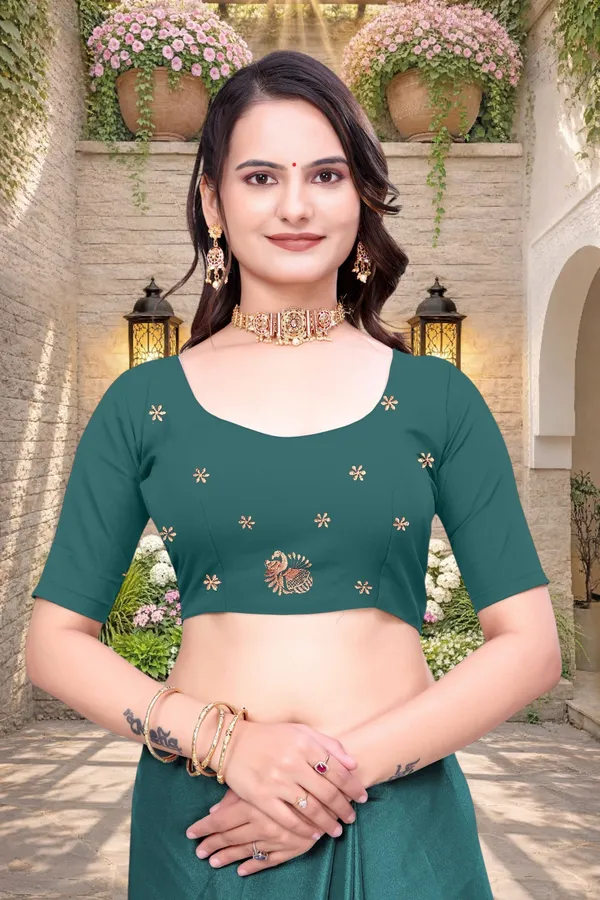 Green_Star_Georgette_Embroidered_Saree_With_Blouse_For_Women