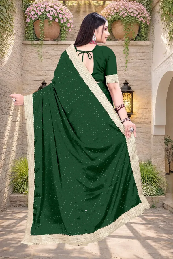 Green_Star_Georgette_Embellished_Saree_With_Blouse_For_Women