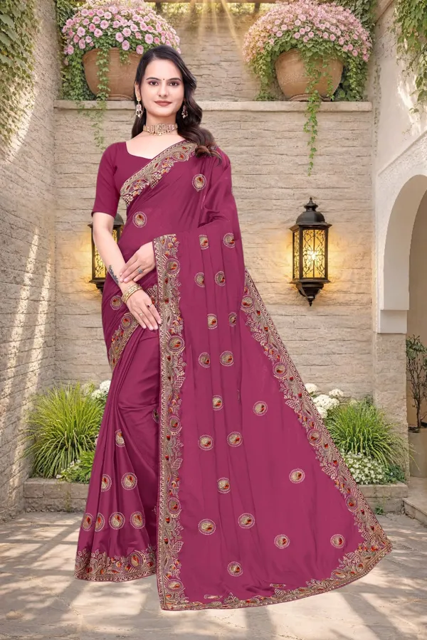 Magenta_Star_Georgette_Embroidered_Saree_For_Women