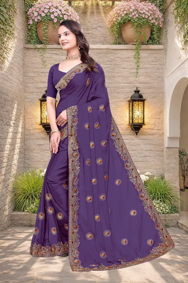 Purple_Star_Georgette_Embroidered_Saree_For_Women