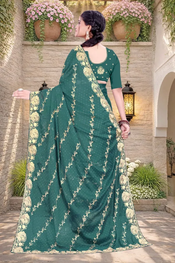 Green_Star_Georgette_Floral_Embroidered_Saree_For_Women